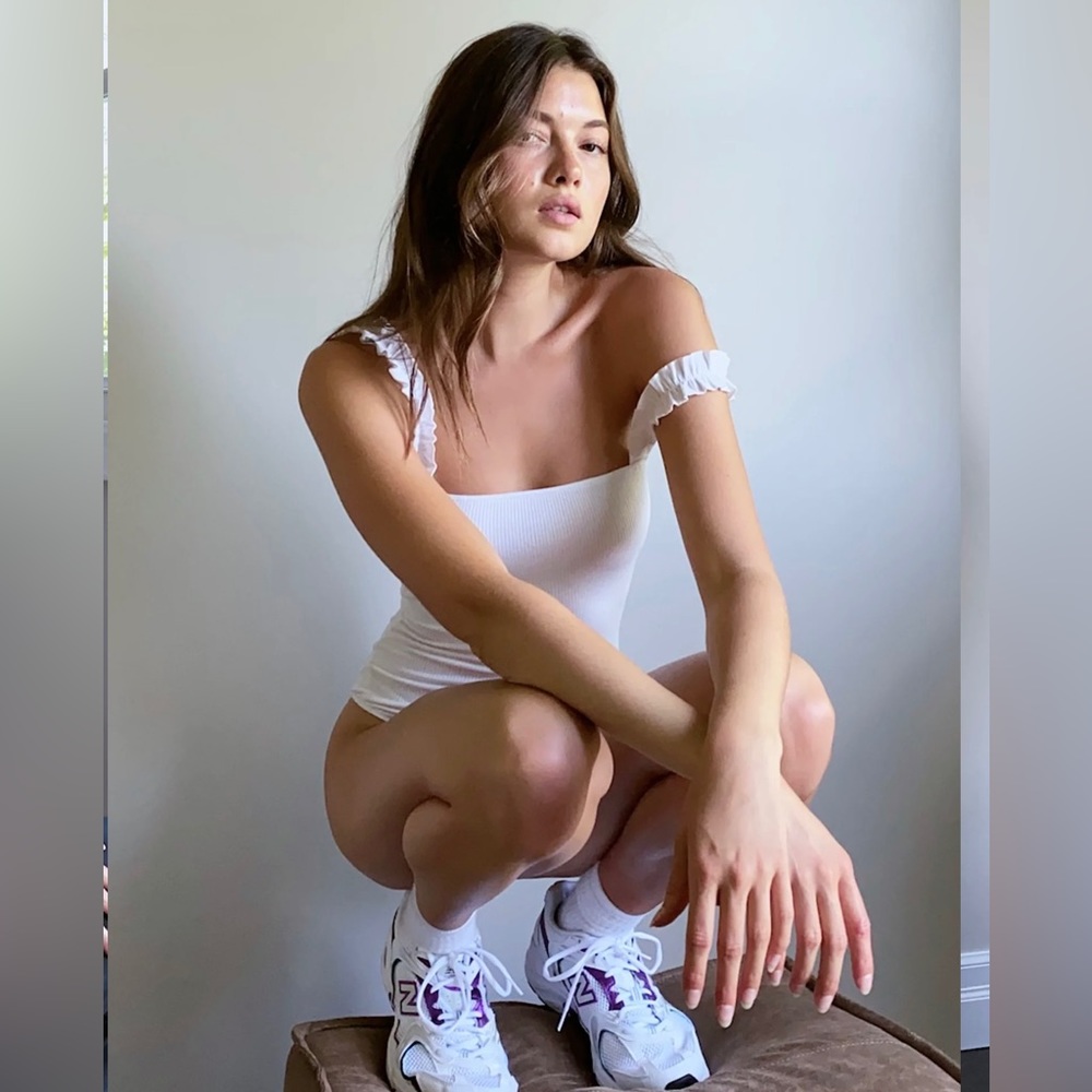 Aritzia -Sunday best pink firecracker body suit